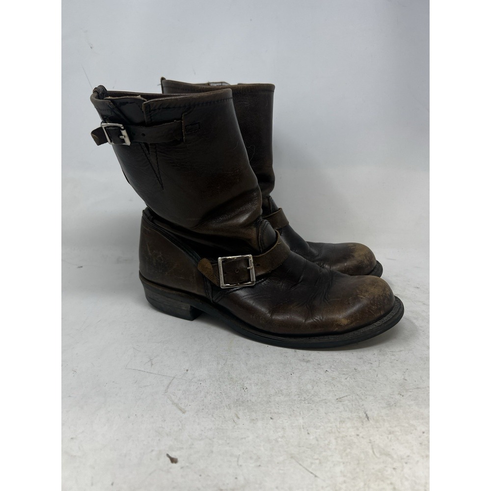 Vintage Frye Boots Distressed Leather Rogan Engineer Biker Buckle Womens 9.5 M